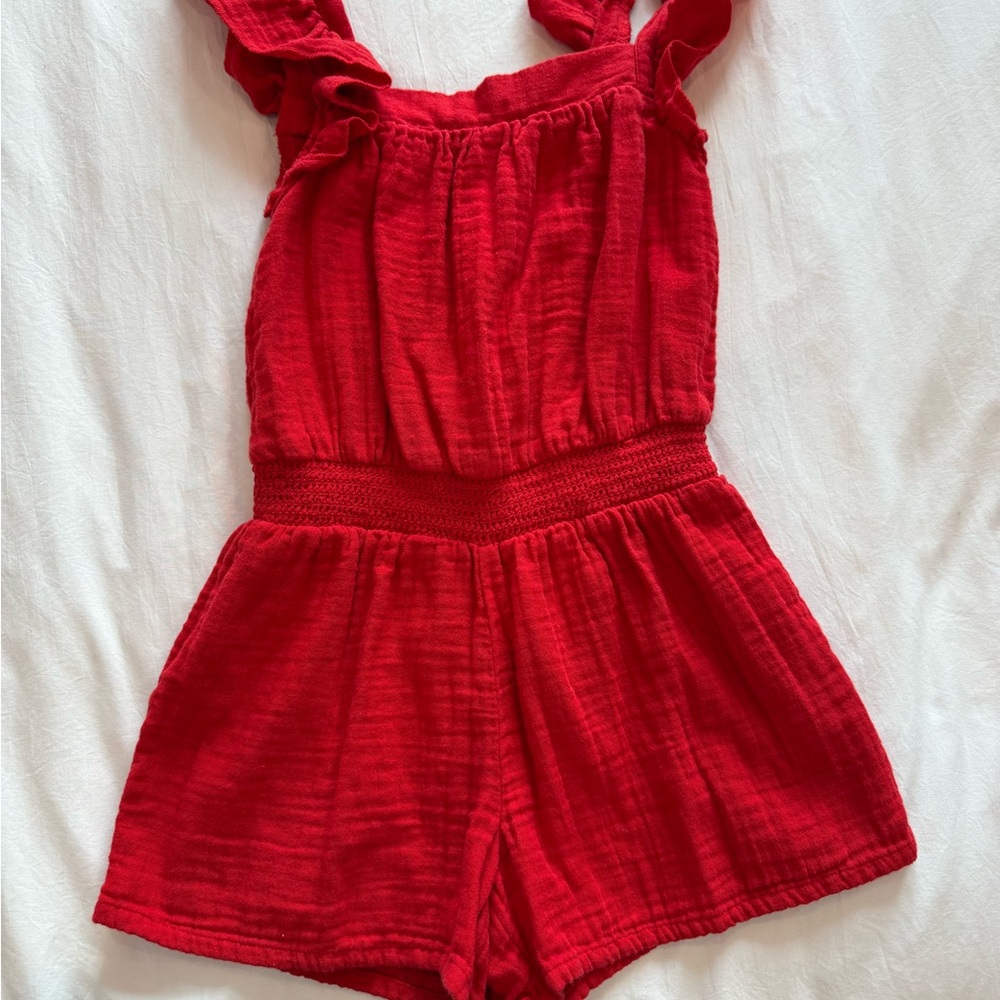 Cat & Jack Red Ruffled Kids Romper | sz 6x